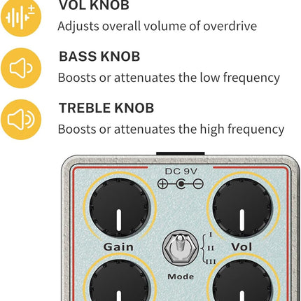 Donner Dumbal Drive Overdrive Pedal for Electric Guitar - Dumble Style With 2 Band EQ Boost Effect, Pure Analog True Bypass