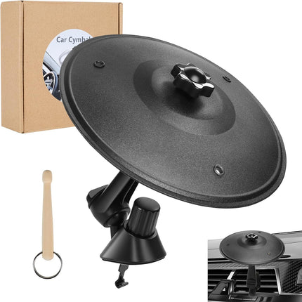 Car Cymbal Air Vent Drum: Mini Drum Set for Car Dash - Compact Car Crash Cymbal with Drum Stick - Fun Musical Car Accessory for Drummers Music Lovers (Black)