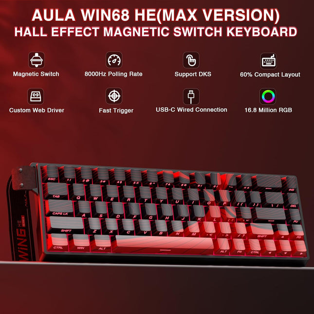 Hall Effect Gaming Keyboard with Magnetic Switch, Adjustable Actuation Fast Trigger Mode, 8KHz Polling - photo 2