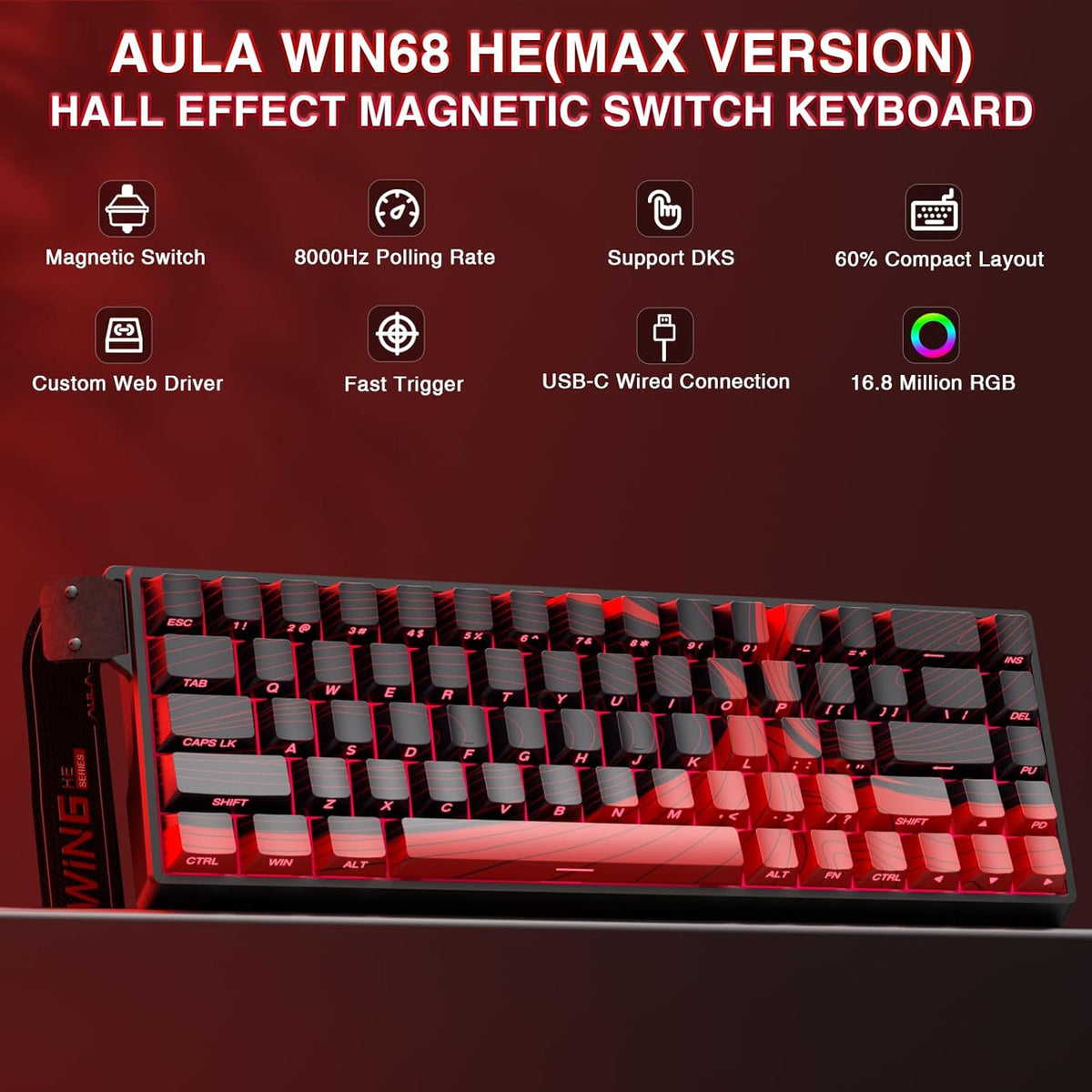 Hall Effect Gaming Keyboard with Magnetic Switch, Adjustable Actuation Fast Trigger Mode, 8KHz Polling - photo 2