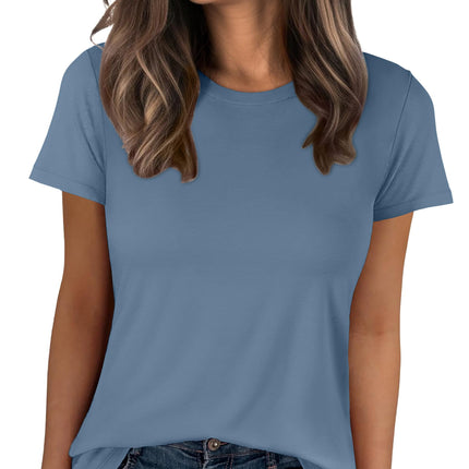 Women Short Sleeve Tops Summer Wrinkle-Free Basic Tee Shirts