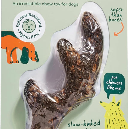 WOOF HonestChew Meaty Antler Dog Chews - Made with Real Beef Outer Layer and Natural, Plant-Based Ingredients Core - Splinter-Resistant - Safer Than Rawhide and Dog Bones - Large