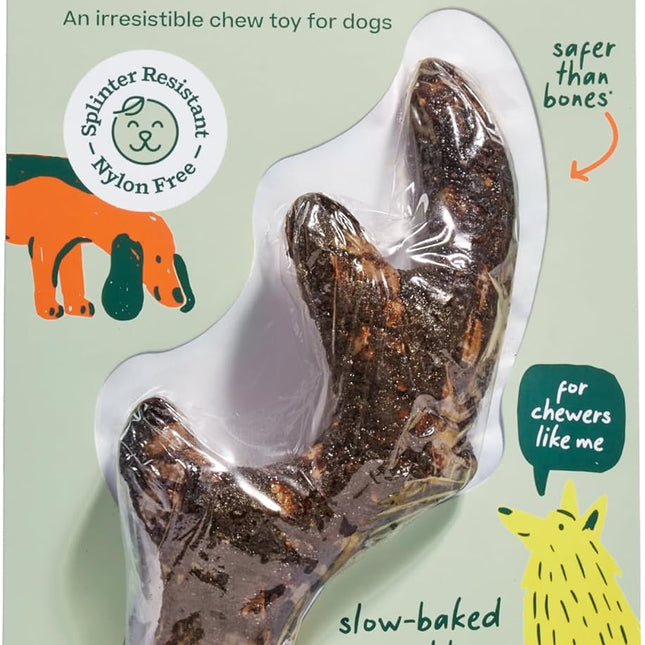 Meaty Antler Dog Chews - Made with Real Beef Outer Layer and Natural, Plant-Based Ingredients Core - Splinter-Resistant