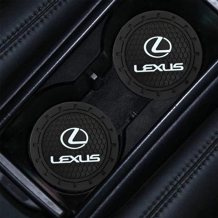 Car Cup Holder Coaster for Lexus Series Recessed Silicone Non Slip Car Interior Accessories Drink Car Coaster 2PC Black