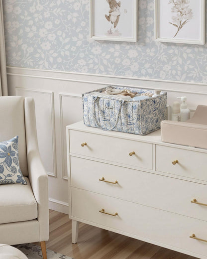 Floral Diaper Caddy Organizer, Stylish Nursery Storage Basket - photo 5