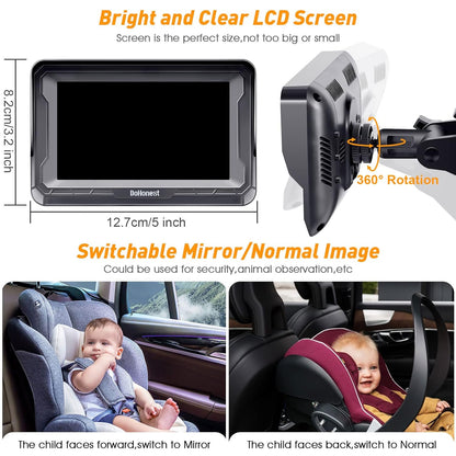 Baby Car Camera HD 1080P Rear-Facing Monitor with Night Vision - photo 4