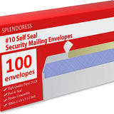 #10 Envelopes Letter Size Self Seal | 100 Business Mailing Security Peel and Sealing Envelope | Tinted | no 10 White Windowless Legal Regular Plain Envelops Pack | 4-1/8 x 9-1/2 Inches | 24 LB