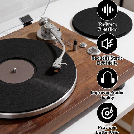 Record Player Mat, Record Mat Vinyl Turntable Anti-Static & Anti-Slip Felt Pad Stabilizer for Noise Reduction, Static Control and Dust Protection for Home Audio Systems