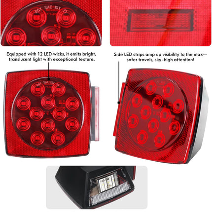 LED Trailer Light Kit, IP67 Submersible Trailer Lights 12V DOT, Stop/Tail/Turn Boat Trailer Lights with 13.7" ID Bar, 6 Marker Lights, 25 ft Protective Wiring Harness, License Plate Bracket