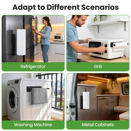 Portarrollos de papel magnético para refrigerador, soporte de pared para rollos de papel higiénico, organizador magnético para baño, despensa, RV y cocina