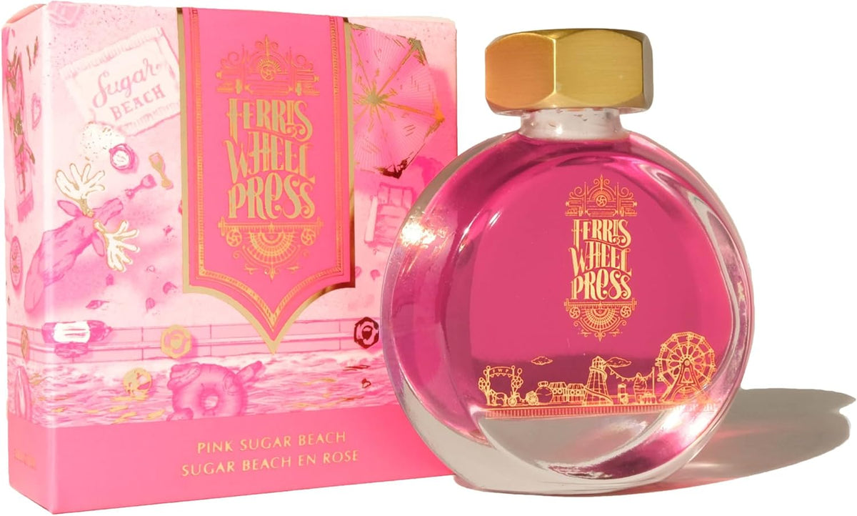 Pink Sugar Beach Hot Pink Fountain Pen Ink with Electric Blue Shimmer, 38ml Bottle