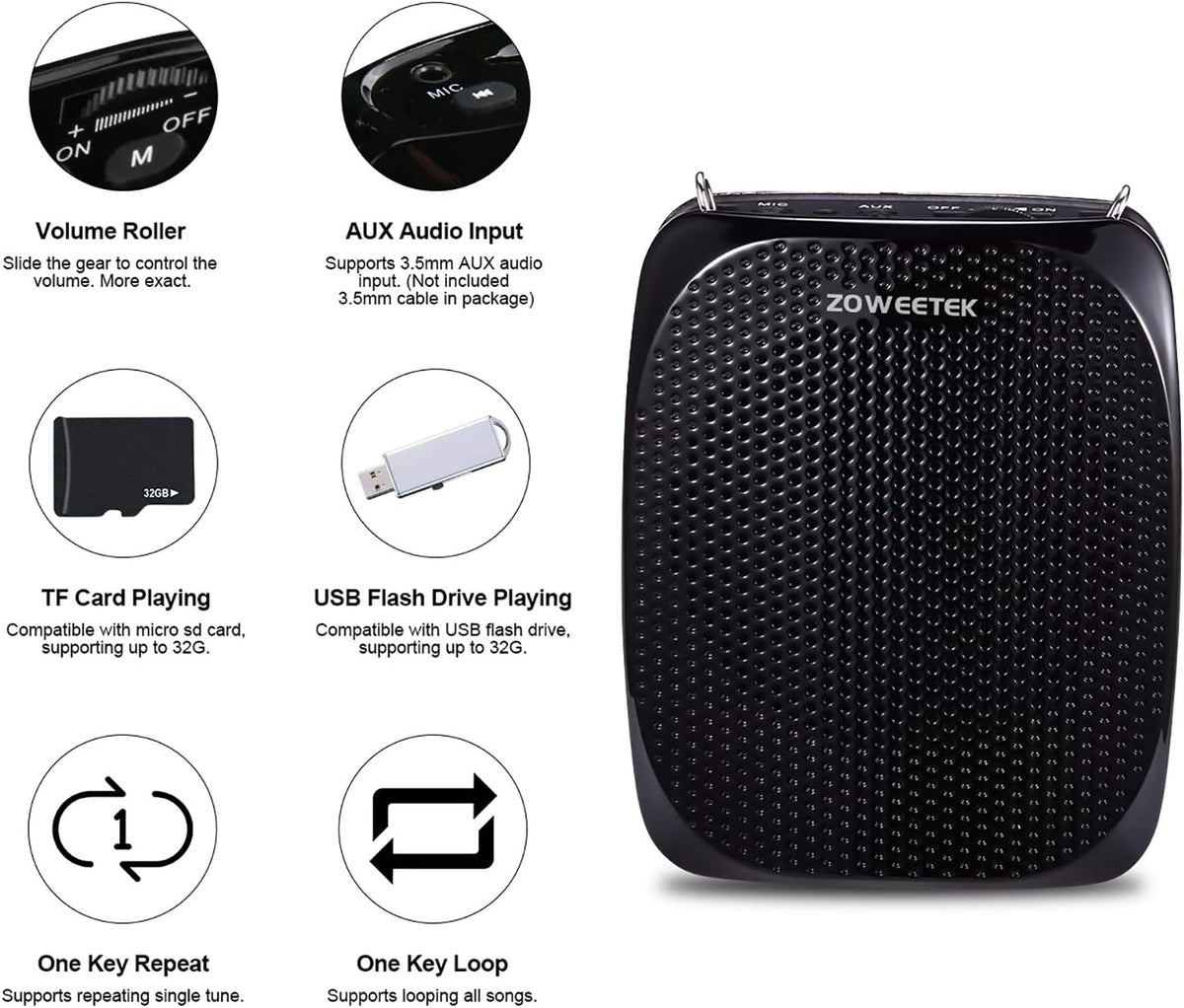 Portable Rechargeable Mini Voice Amplifier for Teachers with Wired Microphone Headset and - photo 5