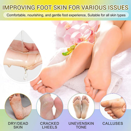 8 Pack Moisturizing Foot Mask,Hydrating Foot Masks for Dry Cracked Feet,Brightening Soothing Dry Skin Moisturizer for Baby Soft Feet,Mothers Day Gifts,Foot Care Spa Gifts for Women Men(4 Styles)