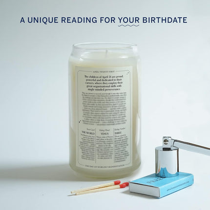Birthdate Candles, April 21 - Taurus Zodiac Scented Candles Birthday Gift - Cedar, Sandalwood & Eucalyptus Scent - All-Natural Soy & Coconut Wax, 60-80 Hour Burn Time - Made in USA