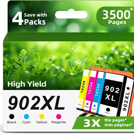 Ankink Compatible 902XL Ink Cartridge Replacement for HP 902 XL HP902(4 Combo Pack) Use with Officejet Pro 6978 6968 6970 6958 6962 6960 6975 6950 6954 6964 6979 Printer Black Color