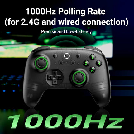 AKNES 8BitDo Ultimate 2C Wireless 2.4G Controller for Windows PC and Android, Gamepad with Hall Effect Joysticks and Hall Triggers, 1000Hz Polling Rate, Remappable L4/R4 Bumpers - Transparent Black