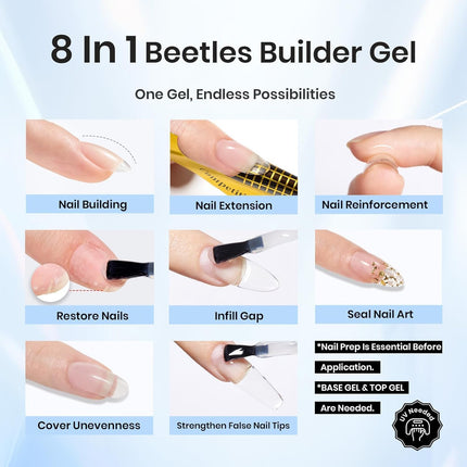 Builder Gel for Nails, 2 Pcs 8 in 1 Clear Building Gel - photo 4