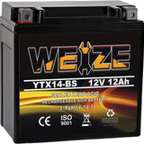 Batería YTX14 BS para ATV alto rendimiento - Libre de mantenimiento - Batería de motocicleta AGM sellada YTX14-BS compatible con Honda Suzuki Kawasaki Yamaha scooter moto de nieve