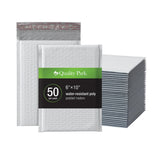 Bubble Mailers, 6 x 9 Inch, White Poly Mailers, Padded Envelopes, Shipping Envelopes, Water Resistant, Self Seal, 50 Per Box (QUA85856), Plastic