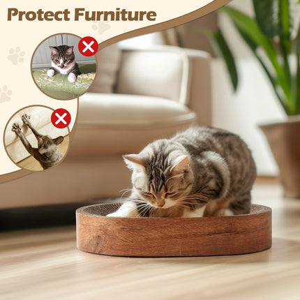 Cat Scratcher Bed, Oval Cardboard Scratching Board for Indoor Cats