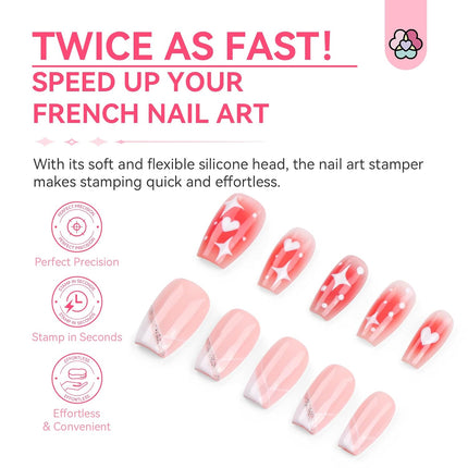 French Tip Nail Stamp: 4PCS Nail Art Stamper Kit Clear Silicone Nails Stamping Long & Short Jelly Stamper with Scrapers Nails Stamper Kit for French Manicure Home DIY Salon