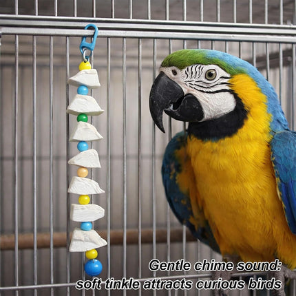 Cuttlebone for Birds, Parakeet with 3 Strings 7 Lava Stones, Essential Beak Maintenance Tools for Birds, Cockatiel Cage Accessories for Daily Enrichment Activities, Volcanic Stone Construction