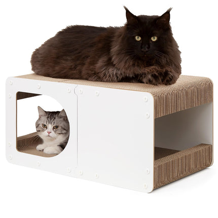 Cardboard Cat Scratcher House, 17-Inch Cat Scratch pad, Brown