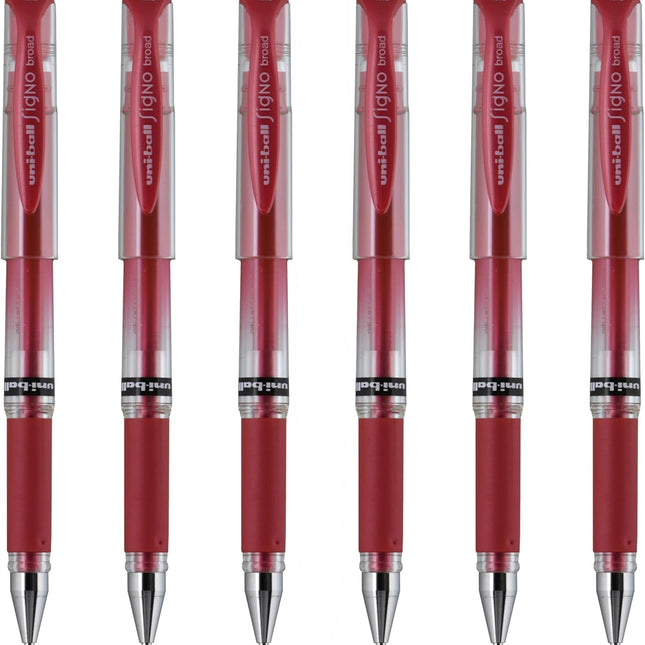 Gel Pens, Bold Point (1.0mm), Metallic Red Ink, 6 Pens