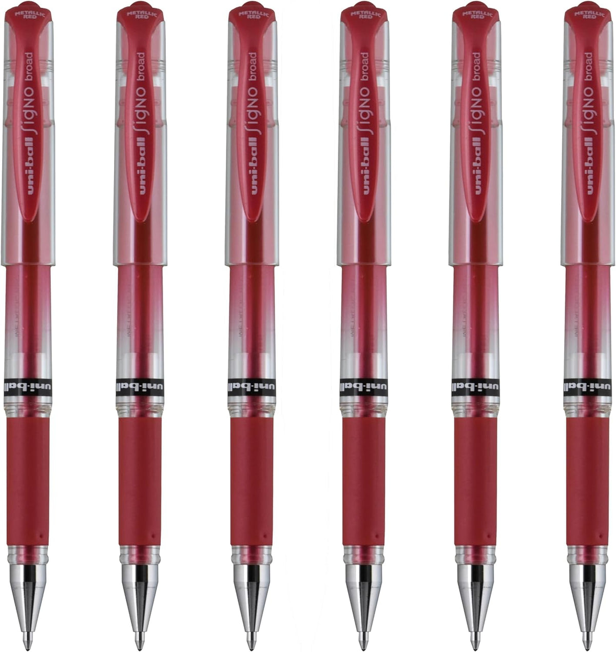 Gel Pens, Bold Point (1.0mm), Metallic Red Ink, 6 Pens