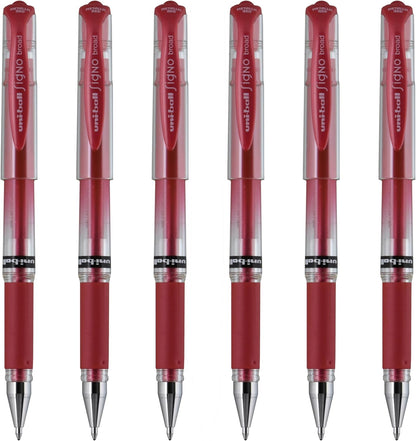Gel Pens, Bold Point (1.0mm), Metallic Red Ink, 6 Pens