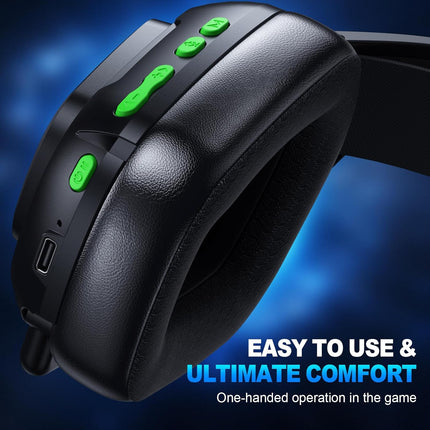 2.4GHz Wireless Gaming Headset for PC, PS5, PS4, Switch & Mac, Bluetooth Headset with Noise Canceling Microphone, Low-Latency Stereo Audio, 50mm Drivers, Up to 50H Battery, Lunar Black