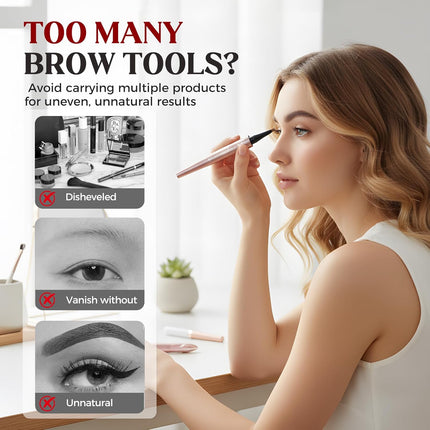 Microblading Eyebrow Pen, 2026 New 4-Tip 3D Eyebrow Pencil, Waterproof Long-Lasting Fine Stroke Contouring Pen, Premium Natural Magic Brow Makeup for All-Day Wear (Dark Coffee)
