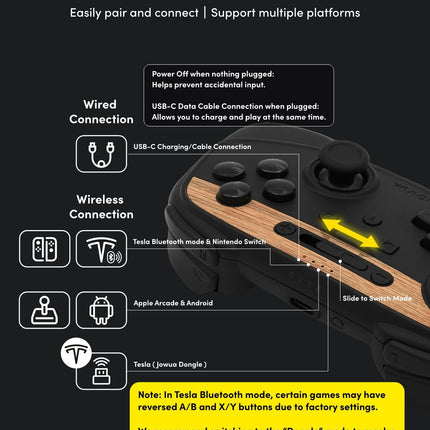 Jowua Multi-Device Wireless Controller Compatible for Tesla 2025+ New Model YModel 3/Y/S/X/cybertruck Compatible for Switch, one controller set, SPECIAL PROGRAMMED and DESIGN FOR TESLA White [nintendo_switch,windows,ios,android]