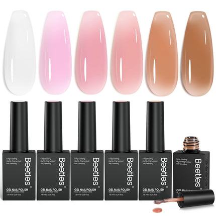 Jelly Gel Nail Polish Set, 6 Colors