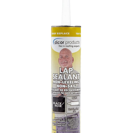 Dicor 551LSB-1 HAPS-Free NON-Leveling Lap Sealant - 10.3 Oz, Black, Secure, Ideal for RV Roofing, Maintenance, Repair, Appliance Application