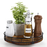 9-Inch Farmhouse Oak Wood Lazy Susan Organizer for Table Top, Walnut