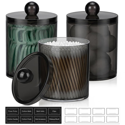 Paquete de 4 dispensadores acrílicos para hisopos, bolas de algodón y palillos de hilo dental