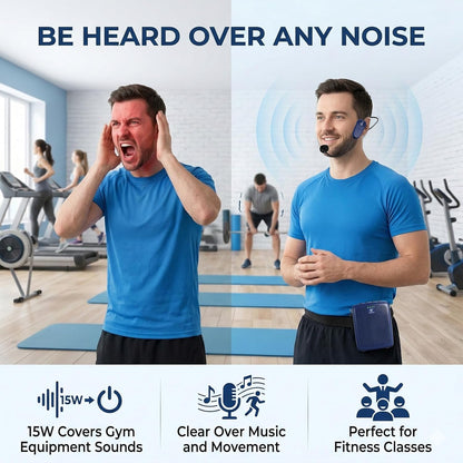 Wireless Voice Amplifier - 15W Bluetooth PA System for Teaching, Tour Guiding, Business Meetings - photo 2
