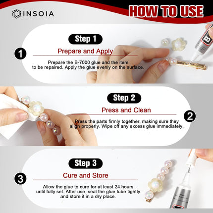 B7000 Rhinestone Glue Clear 10 PCS 15ml – Strong Transparent No Trace Jewelry Glue with Precision Tip, Quick Dry Multi-Purpose Adhesive for Making Nail Makeup Fabric Shoes Craft Phone Repair