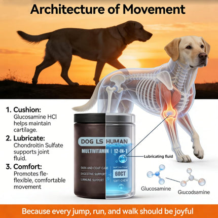 dog is human Multivitamin for Dogs-Healthy Skin & Coat, Aids Digestion & Boosts Immunity(60 Chews)