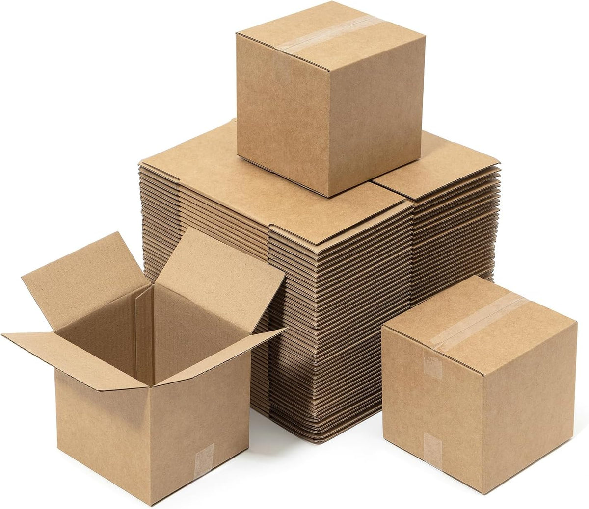 4 x 4 x 4 Inch Brown Corrugated Shipping Boxes, 50 Pack