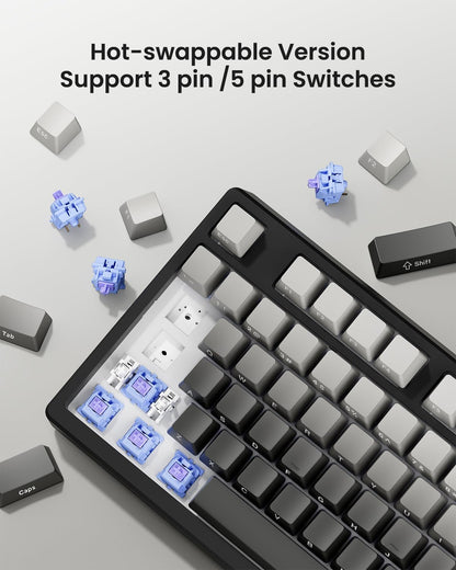 Wireless Mechanical Gaming Keyboard, 75% Layout with RGB Backlit, Custom Hot Swappable, Creamy Sound - photo 4
