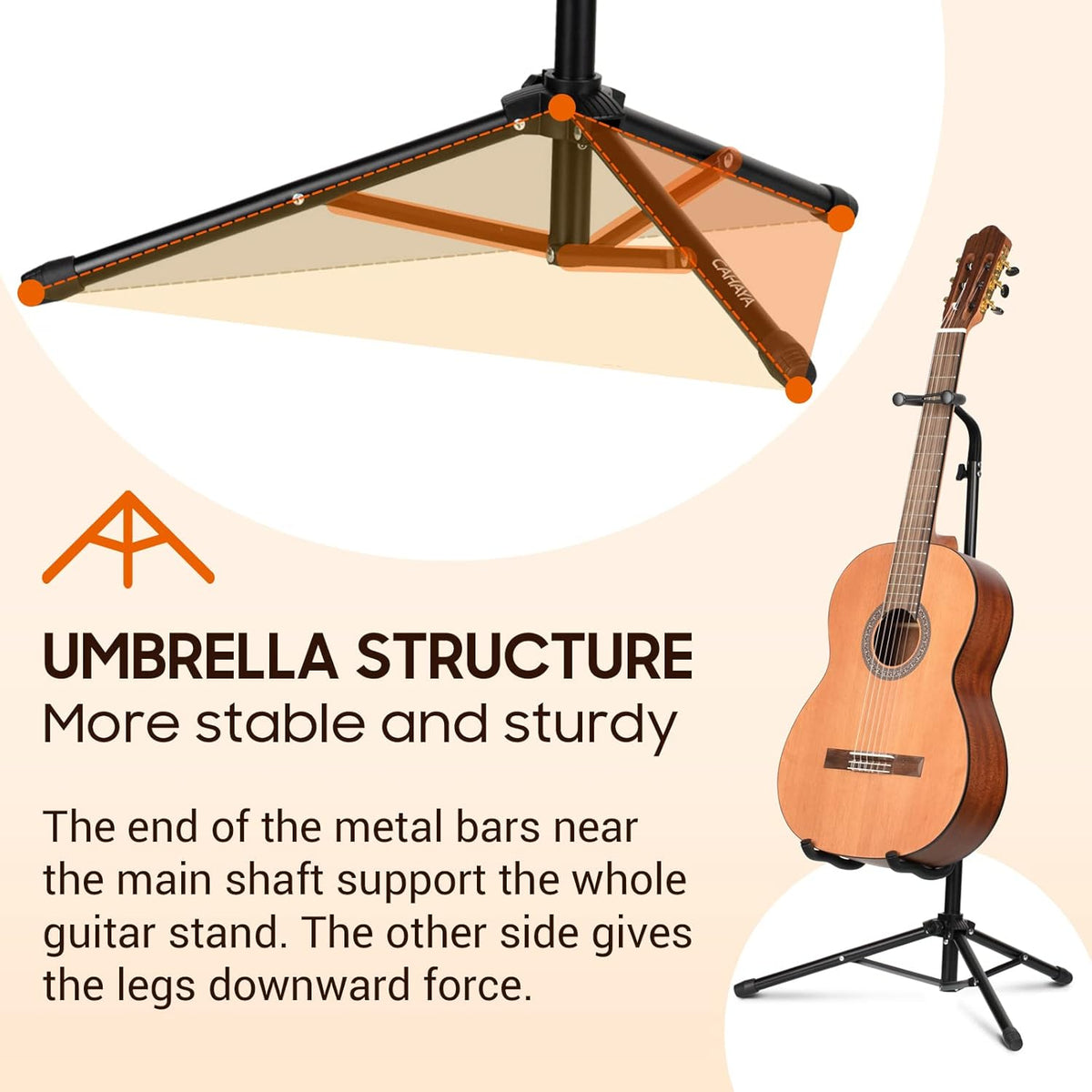Guitar Stand Floor - Folding Universal Guitar Holder for Acoustic Electric Guitars Bass Guitar Adjust - photo 2
