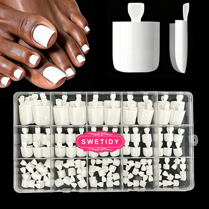Toe Nail Press Ons, French Square Toe Tips, Press On Nails for Women - photo 8