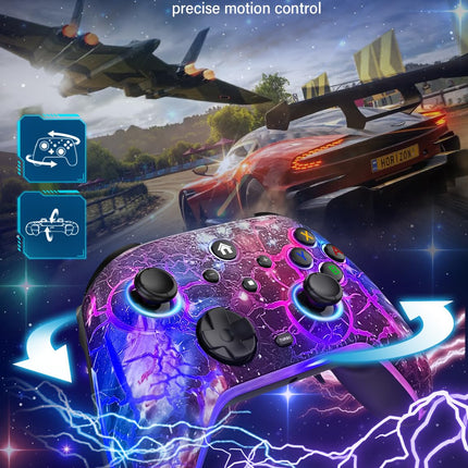 Wireless Switch Pro Controller for Nintendo Switch/OLED/Lite/Switch 2, 1200mAh Rechargeable Switch Controllers with 10 Colors LED & Cool Galaxy Nebula Design, Wake Up, Turbo, Vibration, Motion Control