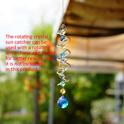 20.5in Sea Blue Crystal Gazing Ball Spiral Wind Spinner Suncatcher