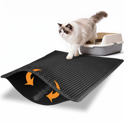 Litter Box Mat, Double-Layer Urineproof Design, 30" x 24" Gray