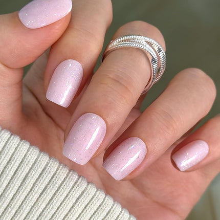 CurvLife Soft Gel Press On Nails Square, Fairy Veil Long-Lasting 30Pcs Reusable Stick On Fake Nails Kit with Glue Tabs, Glossy Salon-Style Manicure for Women Teens Beginners, At-Home