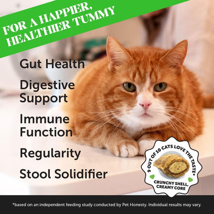 Cat Probiotics Gut + Immune Health Chews – Crunchy & Creamy Cat Treats for Digestive Health, Gut Flora & Constipation Relief – Supports Immunity, Regularity, & Healthy Digestion, 30-Day Supply Chicken