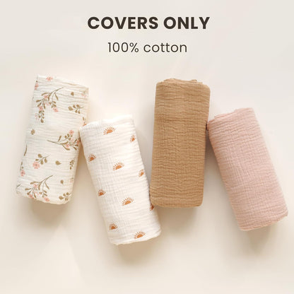 Muslin Baby Lounger Cover 2 Pack - 100% Cotton, Camel/Sun - photo 2